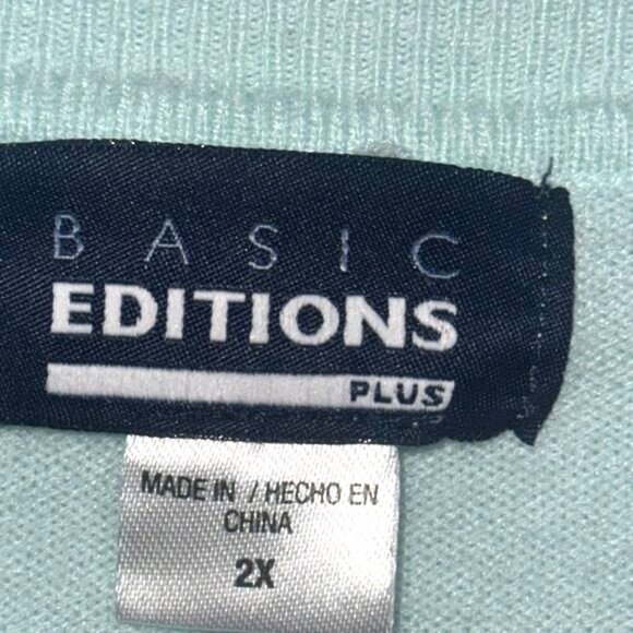 Basic Editions Plus Mint Green Pullover Sweater With Decorative Beading Size 2X - Picture 2 of 8